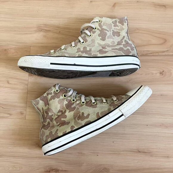 Converse Chuck Taylor High Top Particle Beige Glitter Brown Camo Women's Size 8. - Picture 2 of 9